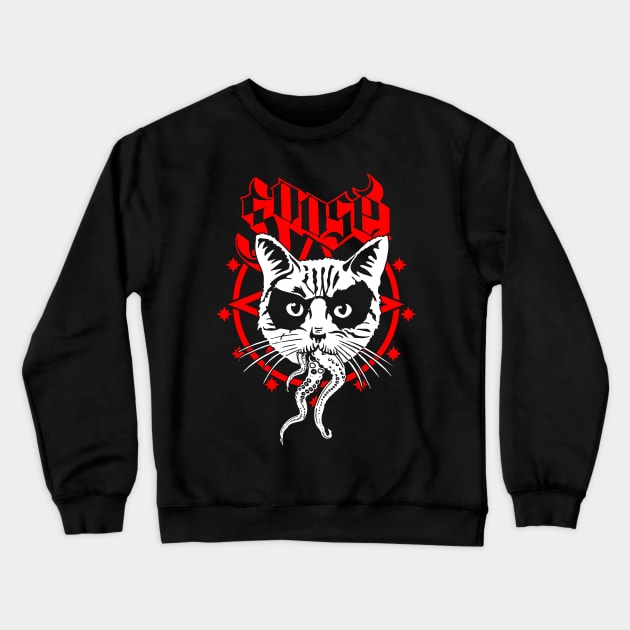 Black Metal Cat Ghost Superhero Cat Rock Band Parody Crewneck Sweatshirt by BoggsNicolas